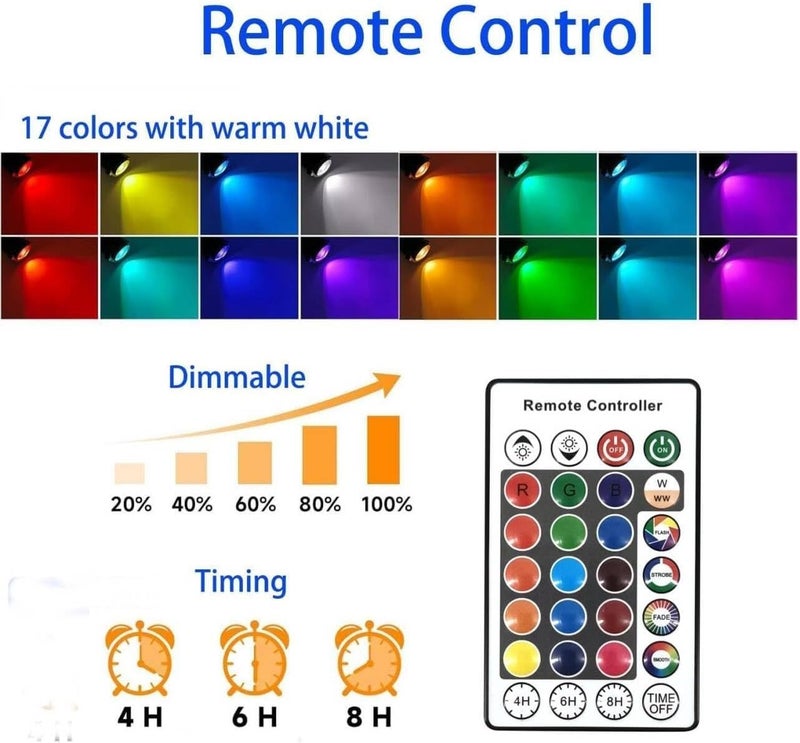 Bolusmll أضواء سبوت لايت RGB وبيضاء دافئة مع مؤقت، 15 واط تحكم فردي لأضواء الهالوين الخارجية، سبوت لايت مقاوم للماء IP65 لتنسيق الحدائق، 3 أضواء - Image 3